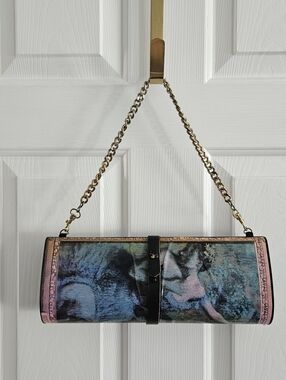 Vintage Breeke Fine Art Hard Shell Clutch/Shoulder Bag With Chain